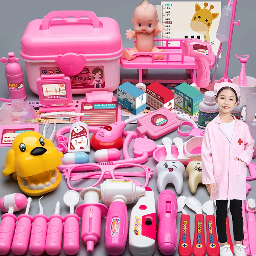 Luksusowy zestaw lekarski dla dzieci z narzędziami medycznymi, lalką i fartuszkiem lekarza - zabawka do odgrywania ról