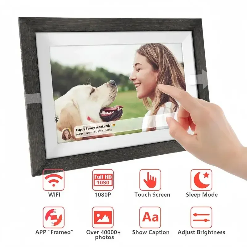 Frameo 10.1 Inch WiFi Digital Picture Frame，1280 * 800IPS HD Cloud Smart Digital Photo Frame,32GB Storage, Wall Mountable