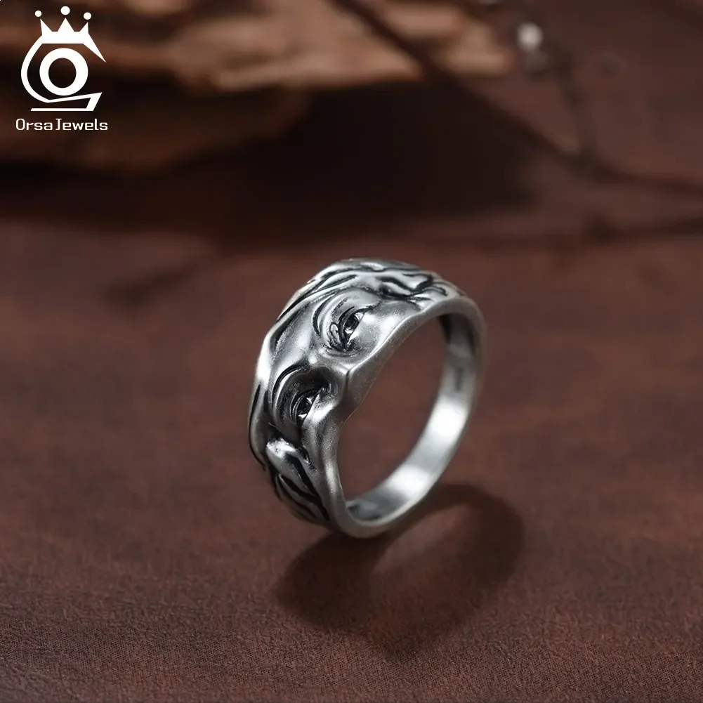 

ORSA JEWELS S925 Серебряное кольцо с маской Венеры для мужчин, индивидуальное окисленное серебро в стиле хип-хоп, модное кольцо на палец Венеры, ювелирные изделия NMR18
