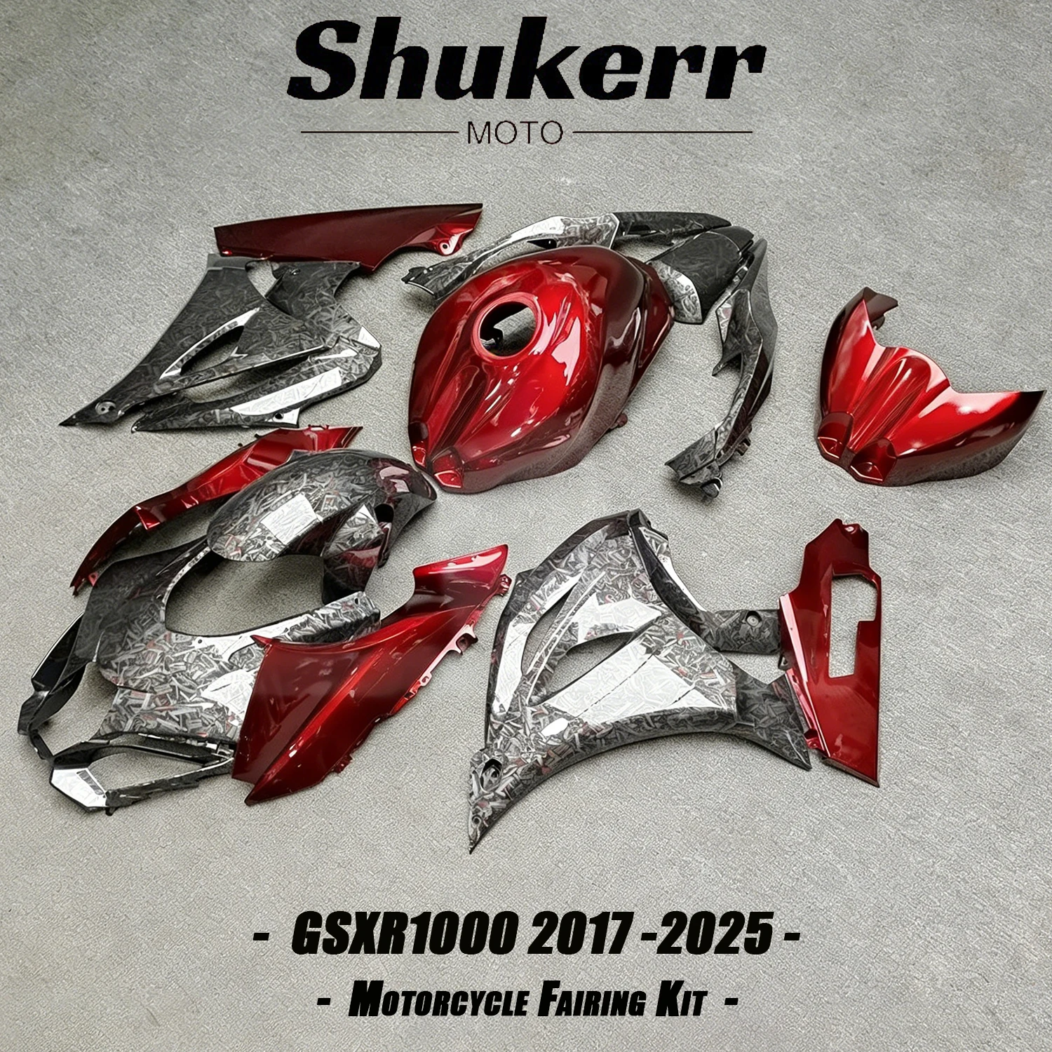 Fit for Suzuki Gsxr1000 K17 2017-2025 L7 Forged Carbon Fiber Plastics Fairing Kit Injection Mold Bodywork Panel Kit Black Red 24