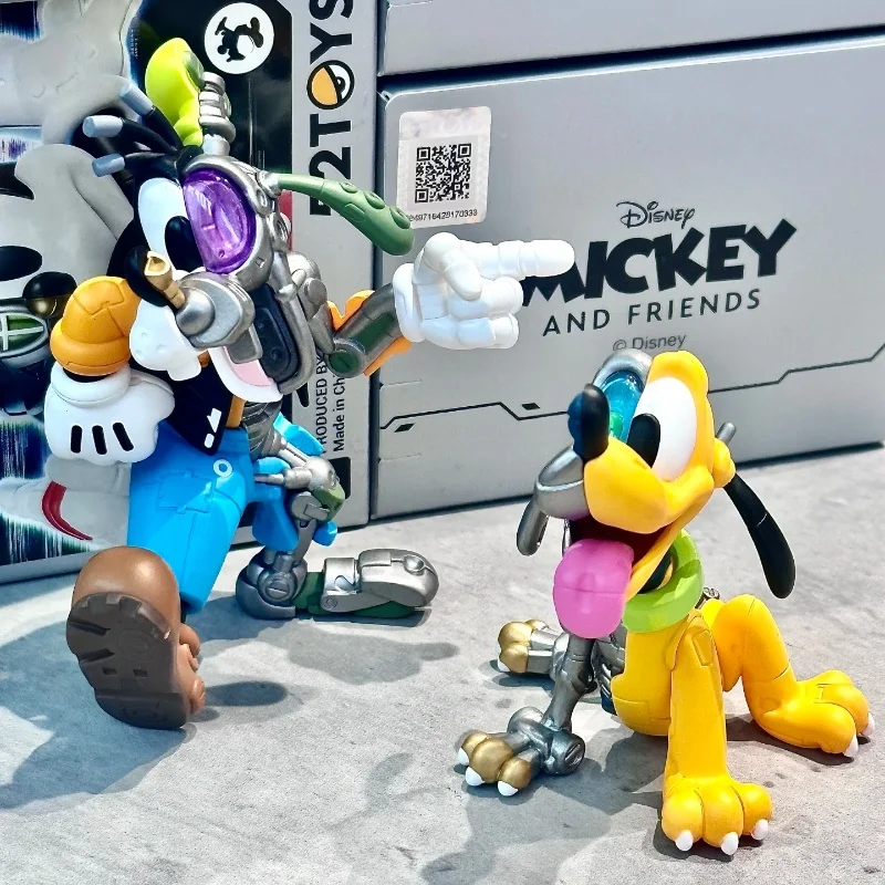 Nieuwe Disney Mickey En Vrienden Cyborg Serie Blinde Doos Donald Duck Pluto Mickey Semi-Mechanisch Model Schattig Anime Figuur Kids Cadeau