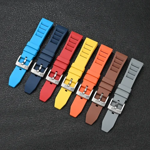 Imagen 2 del producto Correa FKM para reloj Tissot Seiko Casio, pulsera de goma fluorada de liberación rápida para Swatch X Omega MoonSwatch, 19/20/21/22/24mm