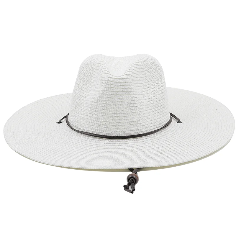 10.5CM Brim Big Straw hat For Women men Jazz Fedoras Cooling Sun Hats Summer Breathable Elegant Ladies Party Hat Wholesale