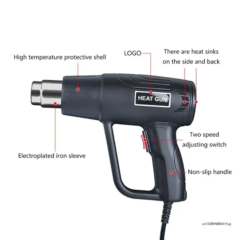 2000W Electric Hot Air 220V Industrial Dual Wind Speed Temperature Controlled Building Hair Dryer Heat