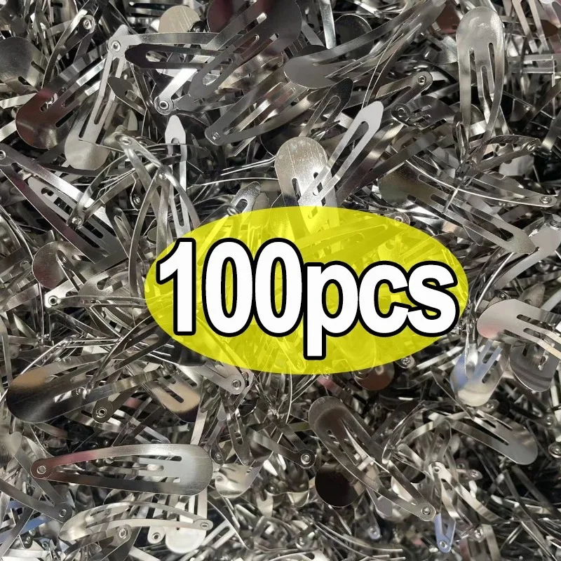 1/100pcs Y2K Silver Hair Clips BB Snap Hairpins Base for DIY Handmade Barrettes for Women Girls Punk Styling Tools Accessories