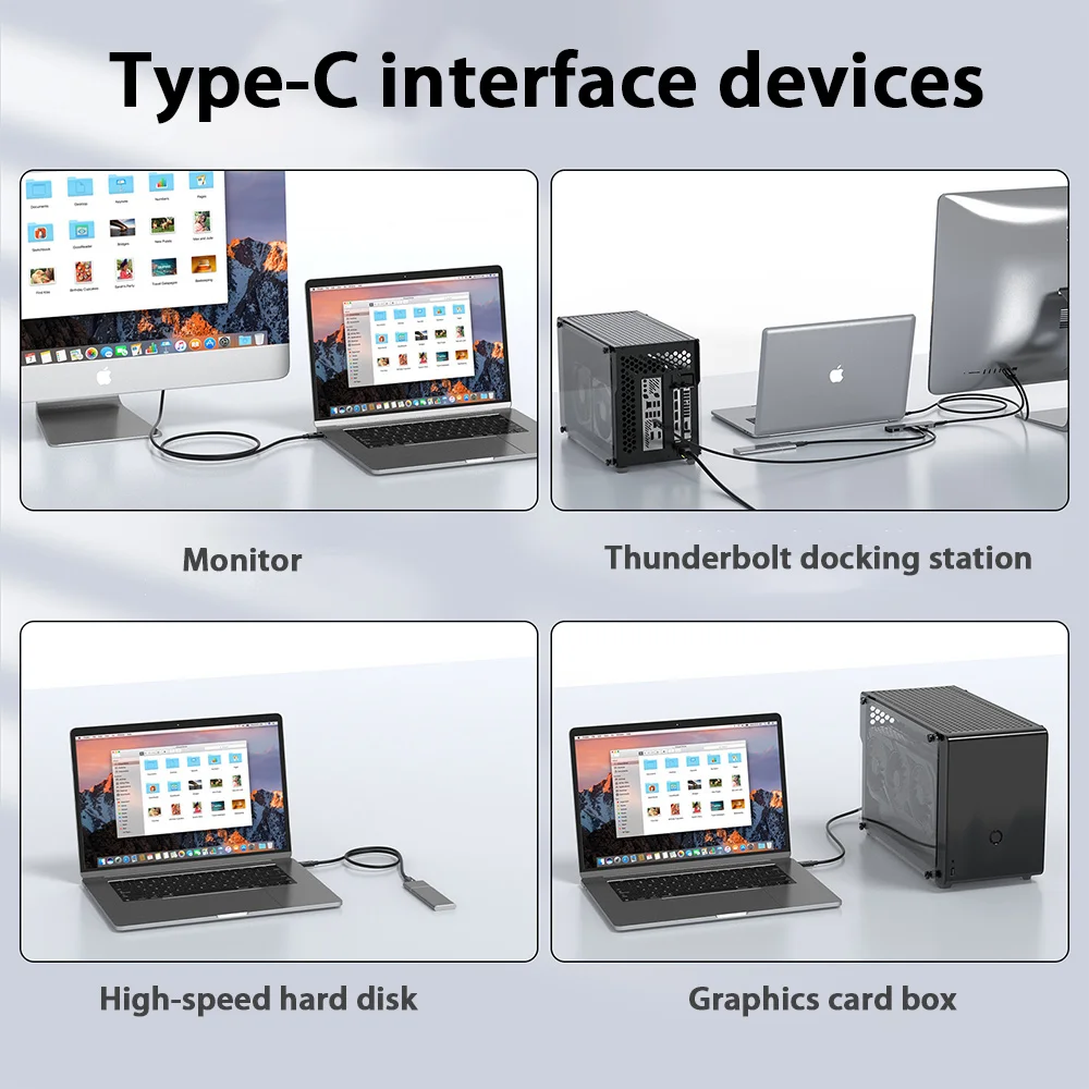 PD 240 واط نوع C Thunderbolt 5 كابل شحن سريع 120 جيجابايت في الثانية USB C كابل نقل عالي السرعة HD 16K كابل فيديو كامل الوظائف