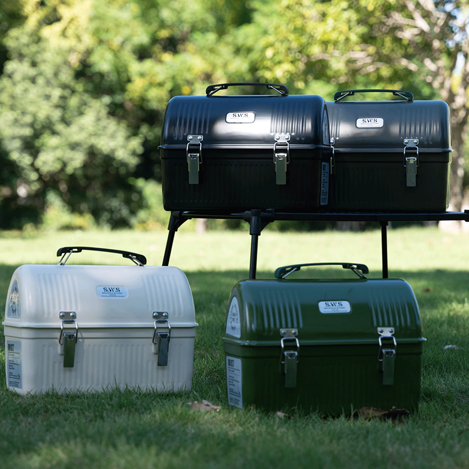 

WELLHIKE SWS винтажный металлический ланч-бокс для кемпинга с ручкой и защелкой, винтажный ящик для хранения кофе, чая, уличного снаряжения, ящик для инструментов