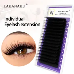 LAKANAKU Individual Lashes Matte Eyelash Extension Silk Lashes Russian Volume Classic Eyelash Extensions for Makeup