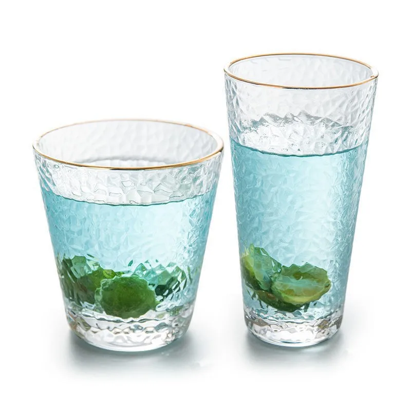 

300ml\330ml 1pcs Golden Edge Water Cup Household Relief Heat-resistant Cup Beverage Cocktail Martini Glass Cups Cocktail Tool