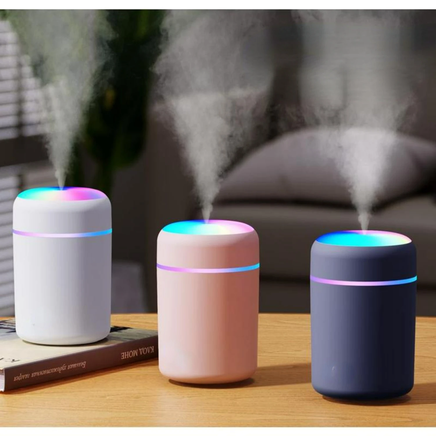 Colorful Portable Mini Desktop USB Powered Humidifier with 300ml Capacity for Car, Bedroom, and Office - Multi-functional Light