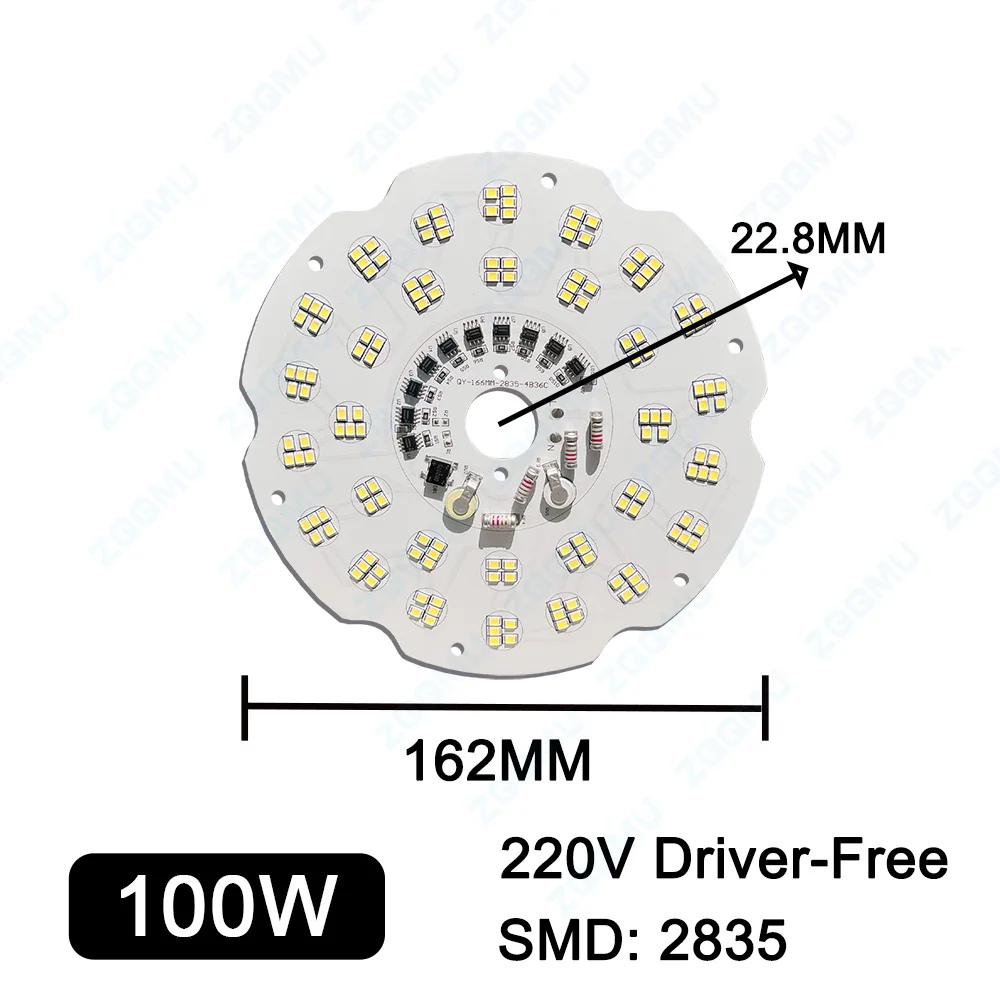 AC220V LED SMD 2835 100W 150W 200W LED PCB Aluminum Light Panel Smart IC Driver Bulb Panel UFO Board Light Source