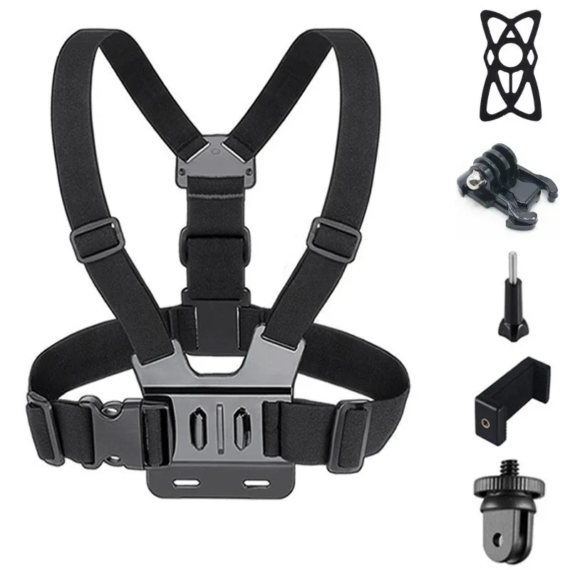 Chest Strap Phone Holder para GoPro Hero, 360 Rotating Mount Belt, Universal Body Harness, Action Camera Acessórios, 12, 11, 10, 9, DJI