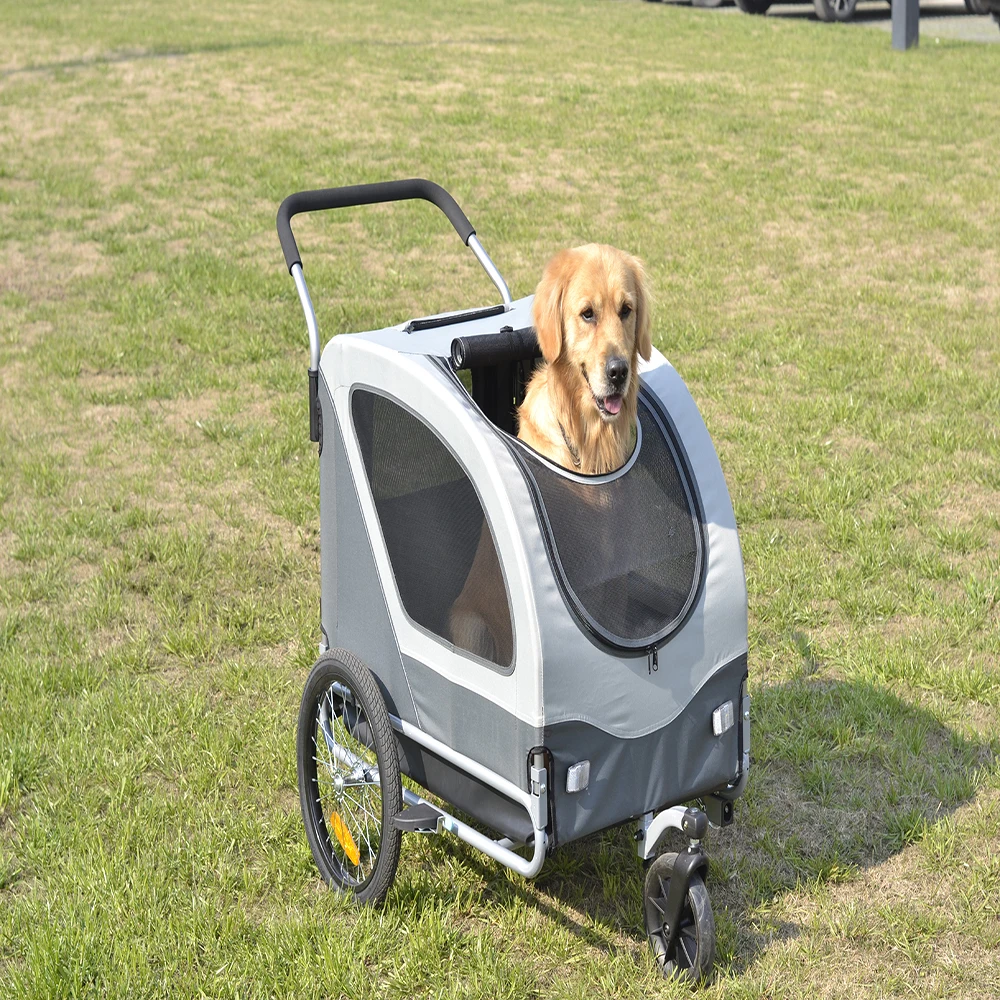 

Bike Pet Trailer, For Small And Large Dogs, Folding Frame Carrier, Quick Release Wheels, Universal Bicycle Coupler, Adjustable
