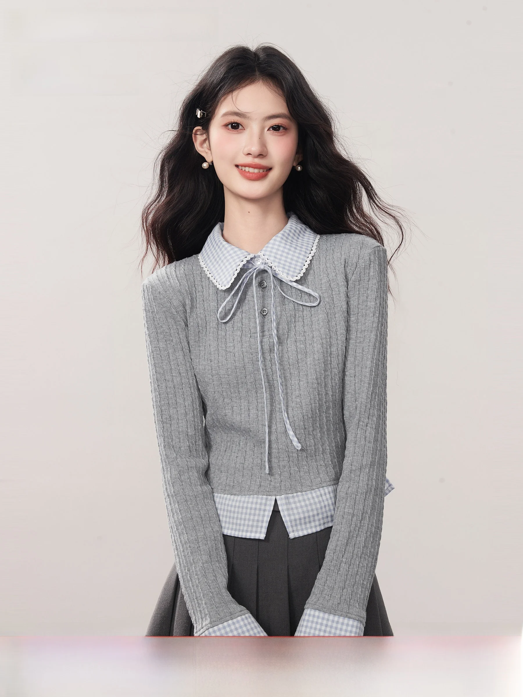 

Retro Design Knitted Cardigan Women's Slim Fit Top New Autumn Winter Polka Dot Pattern Polyester Fiber A-Class Se