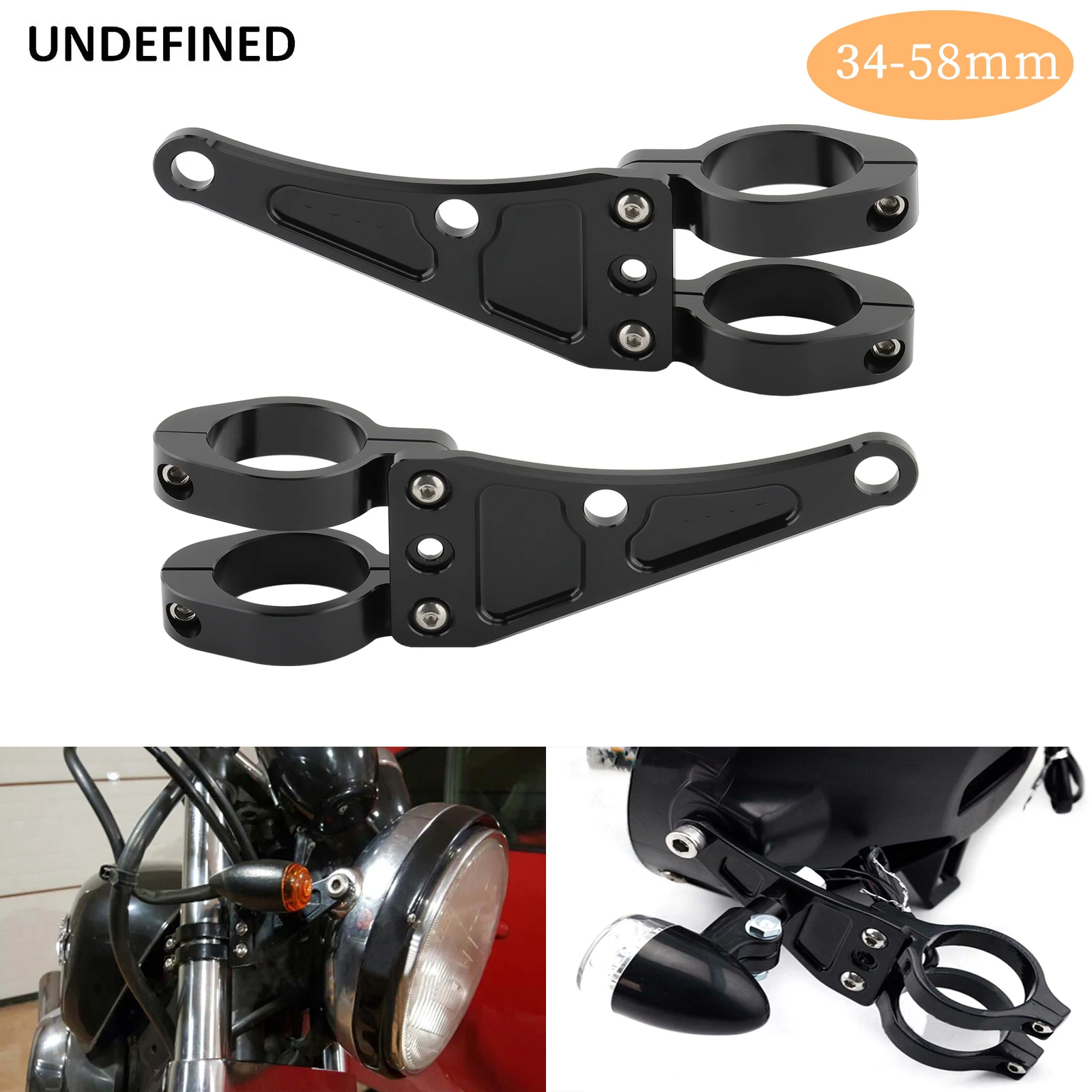 33mm-58mm Headlight Bracket Mount Clamps Fork Tube Light Holder 54mm 49mm 45mm 41mm 37mm Motorcycle Bobber Cafe Racer Universal 