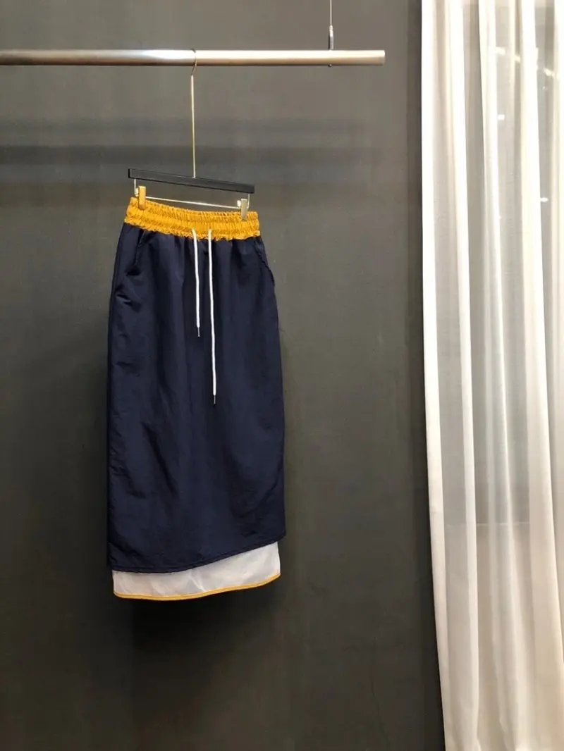 

Цветная асимметричная юбка миди с эластичным поясом и шнурком, женская, весна-лето, модная, облегающая