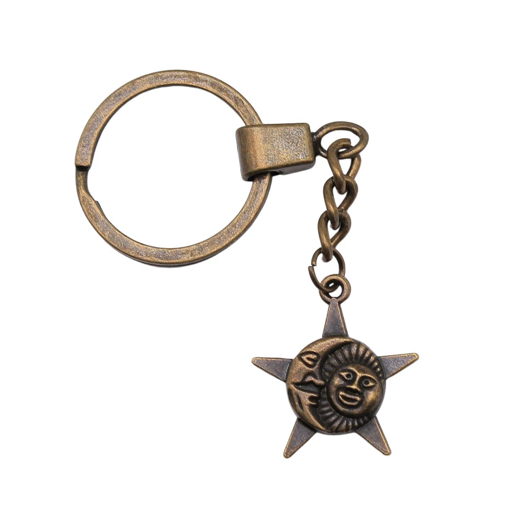 سلاسل امرأة الوافدين الجدد حلقات المفاتيح 30 مللي متر أنيمي المفاتيح الشمس القمر الخماسي