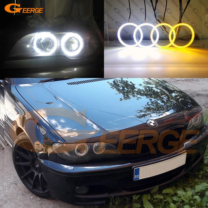 For BMW 3 Series E46 Coupe Cabrio Convertible LCI 2004 - 2006 Ultra Bright Switchback DRL Turn Signal LED Angel Eyes Halo Rings
