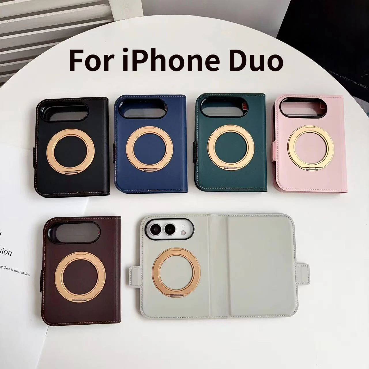 360°Full Protection Rotating Bracket Wallet Card Slot For Magsafe Magnetic Wireless Charging Case For iPhone Duo  Cover