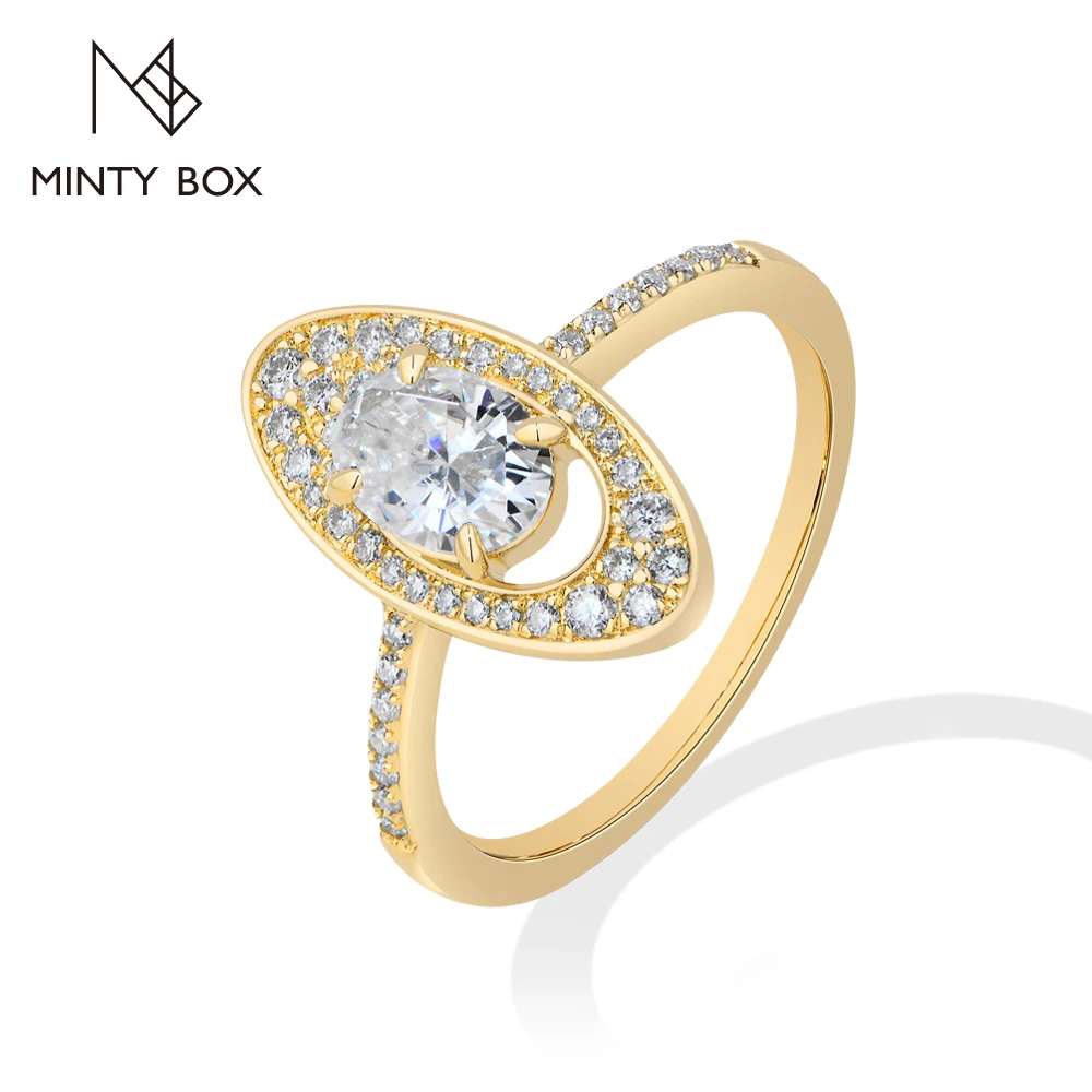 MintyBox New Vintage Hollow Oval 1CT Moissanite Cocktail Ring for Women S925 Sterling Silver Promise Wedding Party Jewelry Gifts