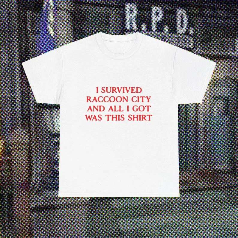 I Survived Raccoon City T-shirt Resident Evil Y2K Horror Game Print Grunge Aesthetic Clothes Cotton T-shirt Harajuku Casual Tops
