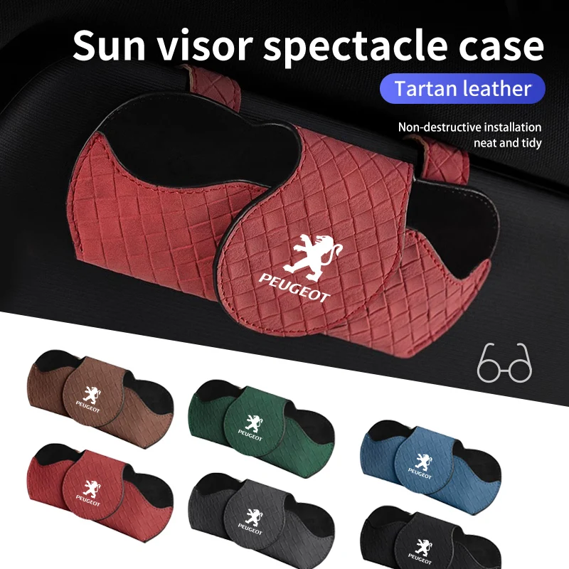 Car Sun Visor Glasses Box Magnetic Closing Sunglasses Case For Peugeot 206 207 208 107 106 205 4008 301 607 108 807 407 508
