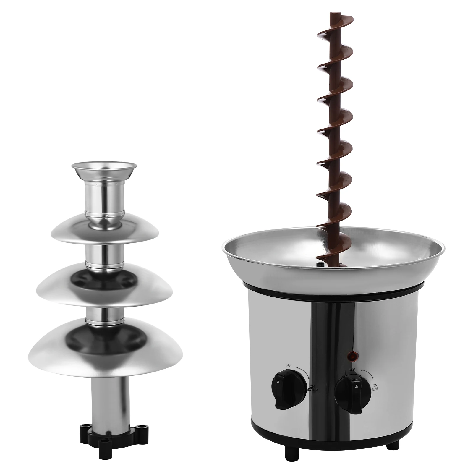 Fontana di Cioccolato a 4 Livelli in Acciaio Inossidabile, Attrezzatura per Sciogliere Cioccolato e Formaggio, Apparecchio Domestico Fai-da-Te