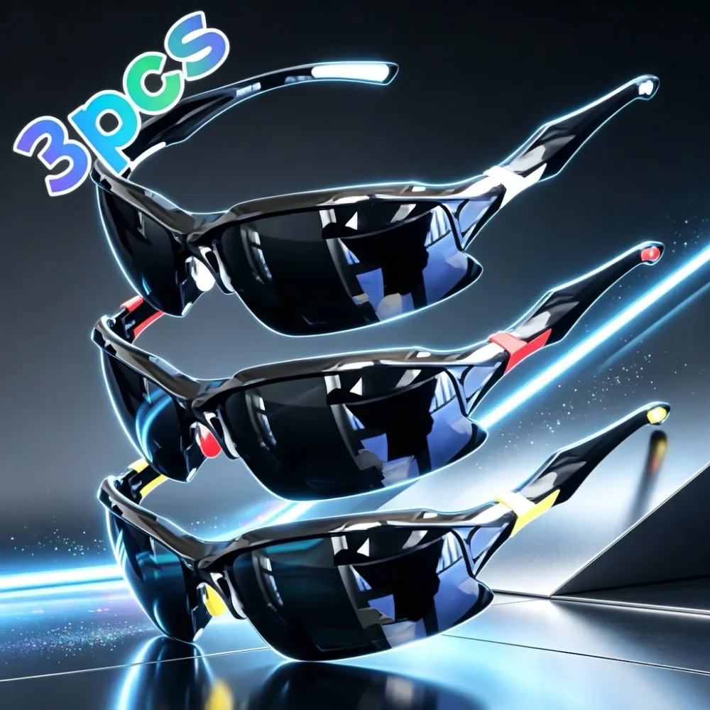 3 Pieces of Unisex Polarized Glasses, Suitable for Outdoor Leisure Sports, Cycling, Running, Fishing, Driving, Golf, Glasses, Random Colors, Recommended Christmas and Halloween Gifts