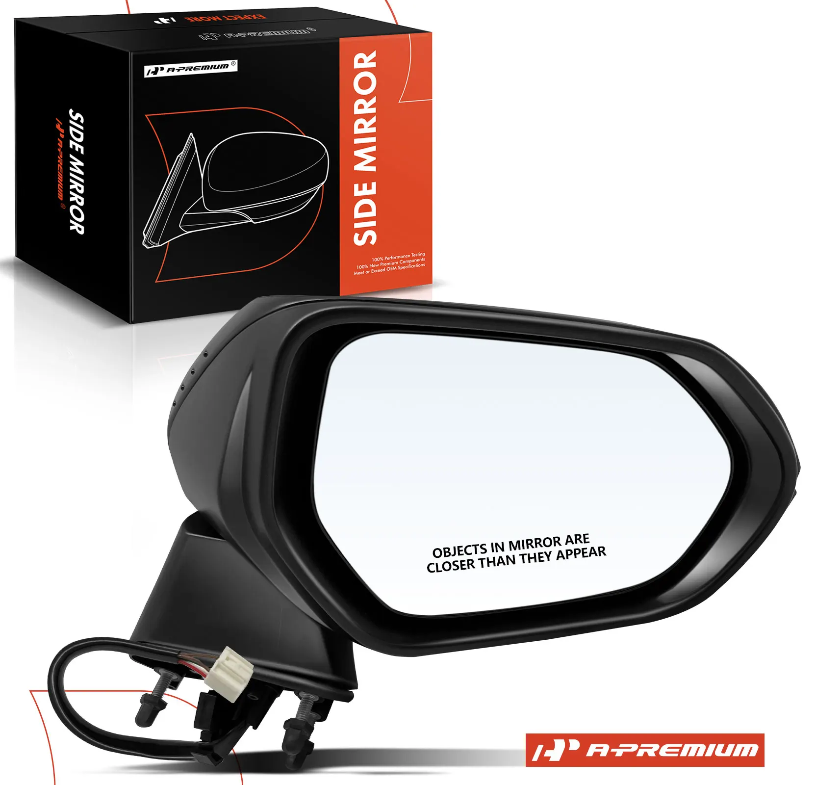 A-Premium Passenger Side Power Door Mirror for Toyota Corolla 2020-2022 Manual Folding Heated Smooth Black