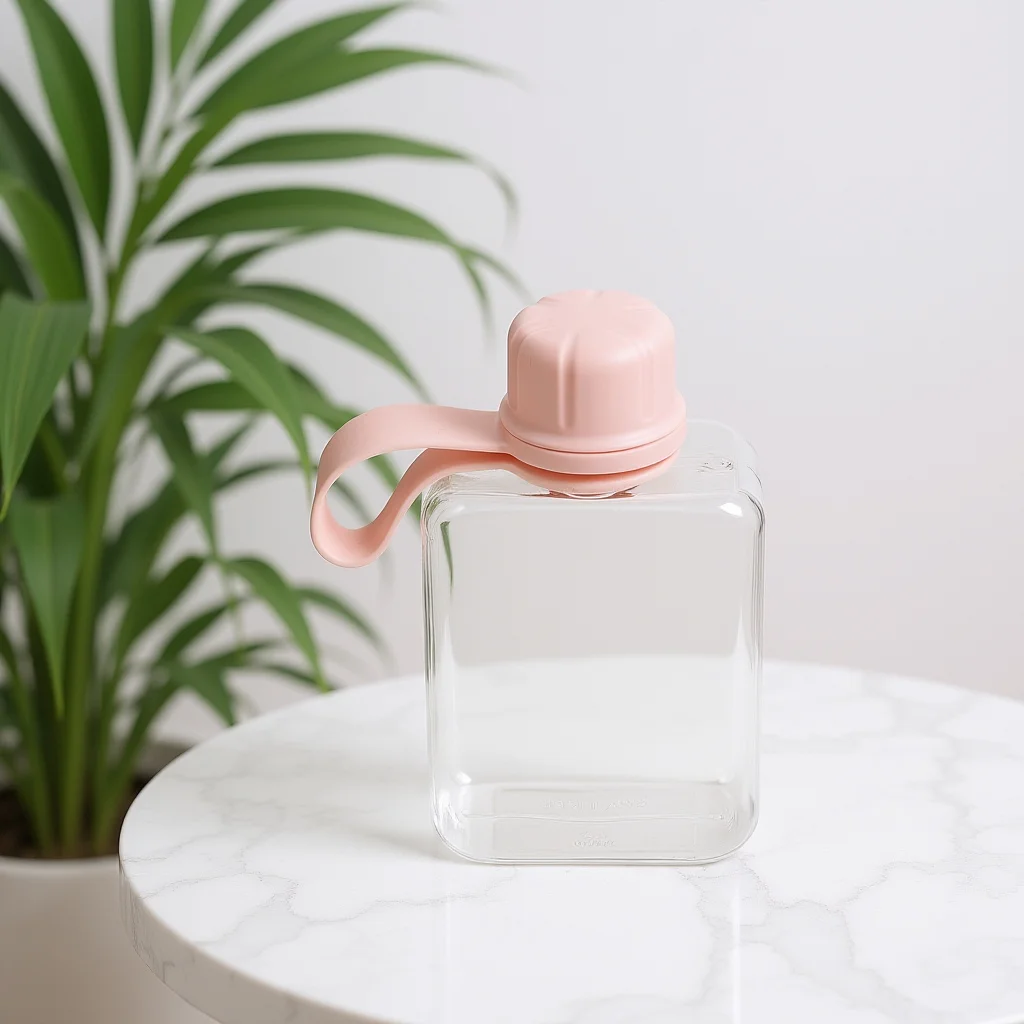 

240Ml Flat Water Bottle Portable Pink Small Plastic Book Shaped Leakproof Reusable Handbag Flask For Travel Gym Camping Thin