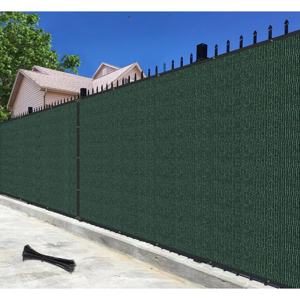 90% Shade Privacy Screen for Backyard, Garden, and Pool with Copper Grommets, Green, Zip Ties Included