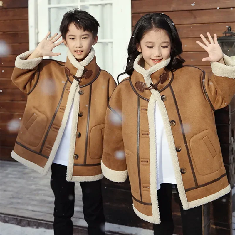 Warm Family Matching Clothes Parent-child Double Sided Jacket Clothing Father Mother and Son Daughter Same Thick Winter Coat Top