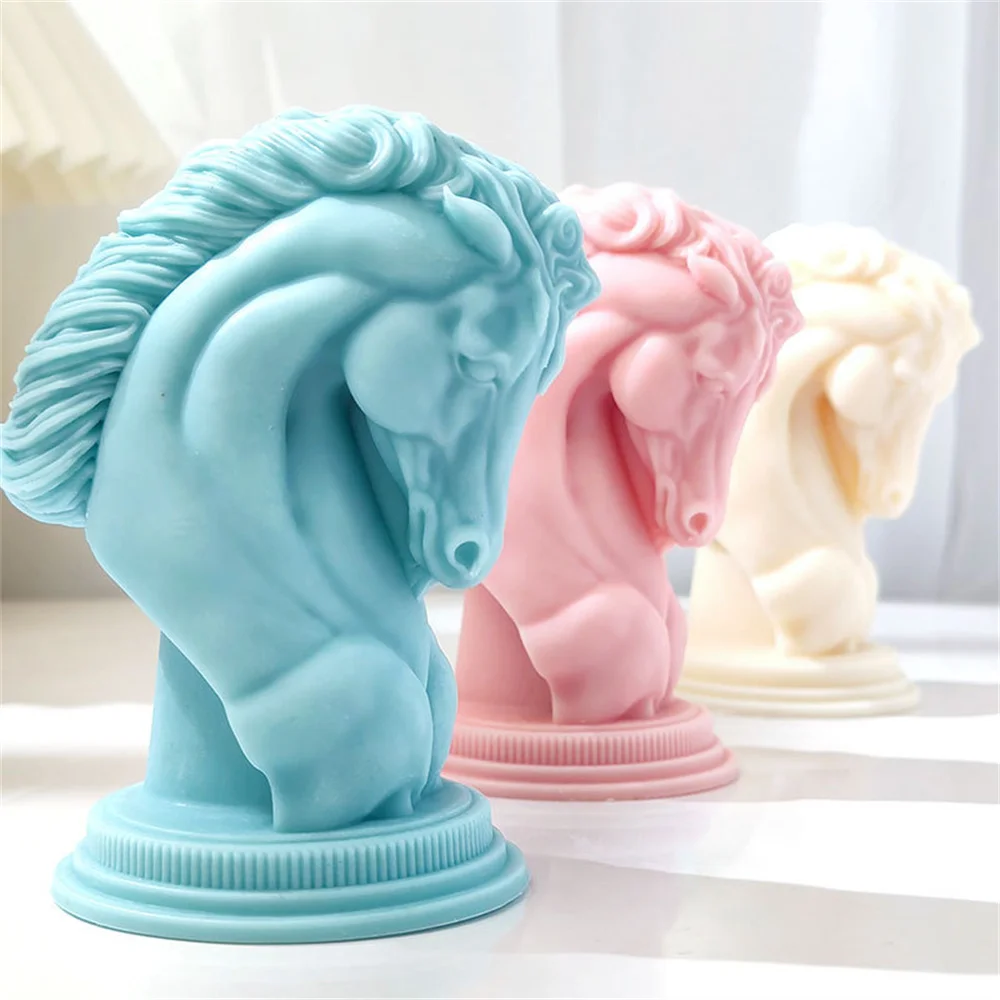 Horse Head Scented Candle Silicone Mold DIY Animal Horse Plaster Casting Molds Epoxy Resin Mould Home Ornament Desktop Decor