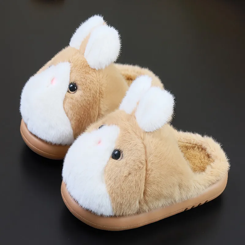 Funny stereoscopic rabbit shoes for women 2025 designer animal fluffy slippers female eva cloud furry slides shoes