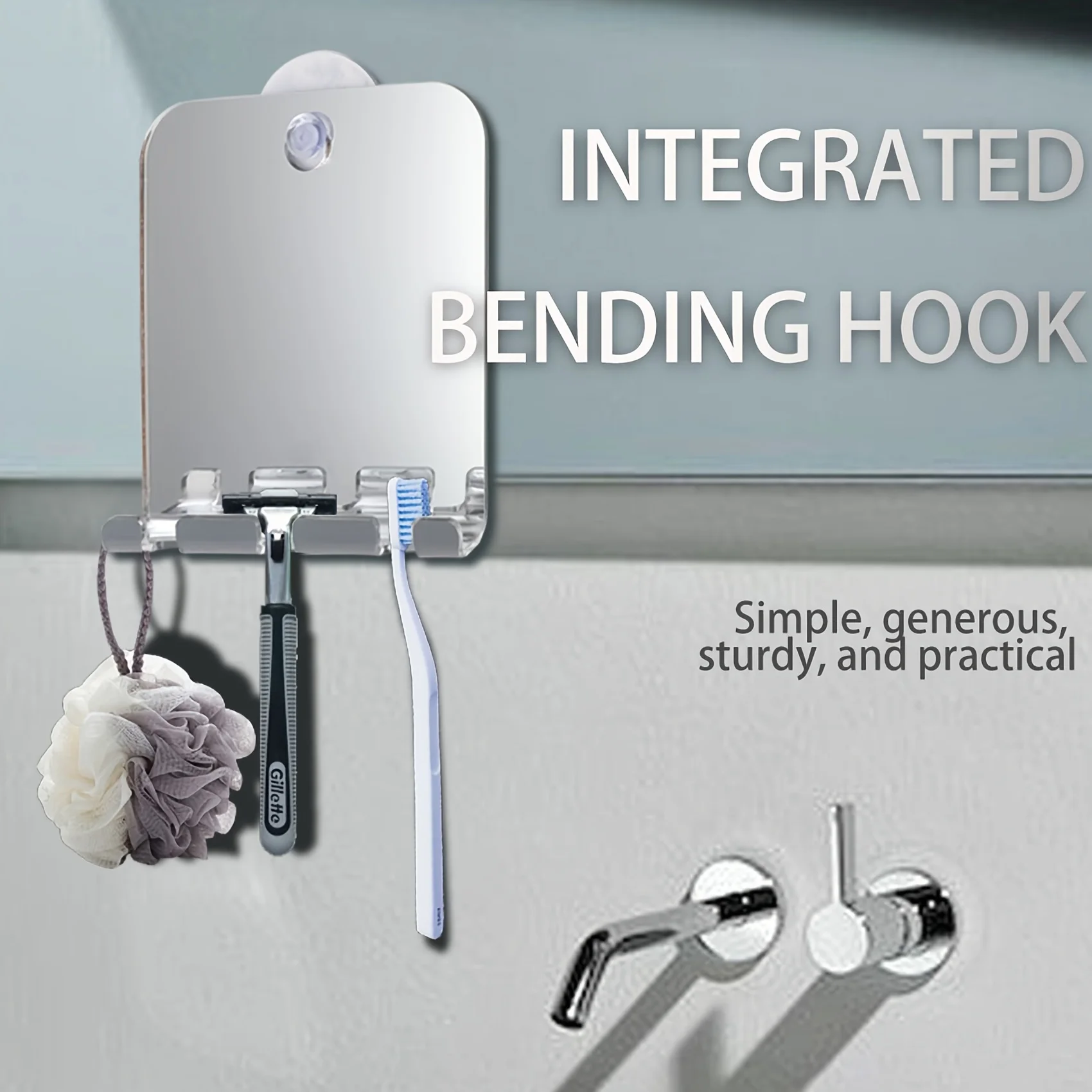 Portable handheld fog free mirror, shower mirror Shaving fog free bathroom mirror, Makeup beard beauty and travel rectangle
