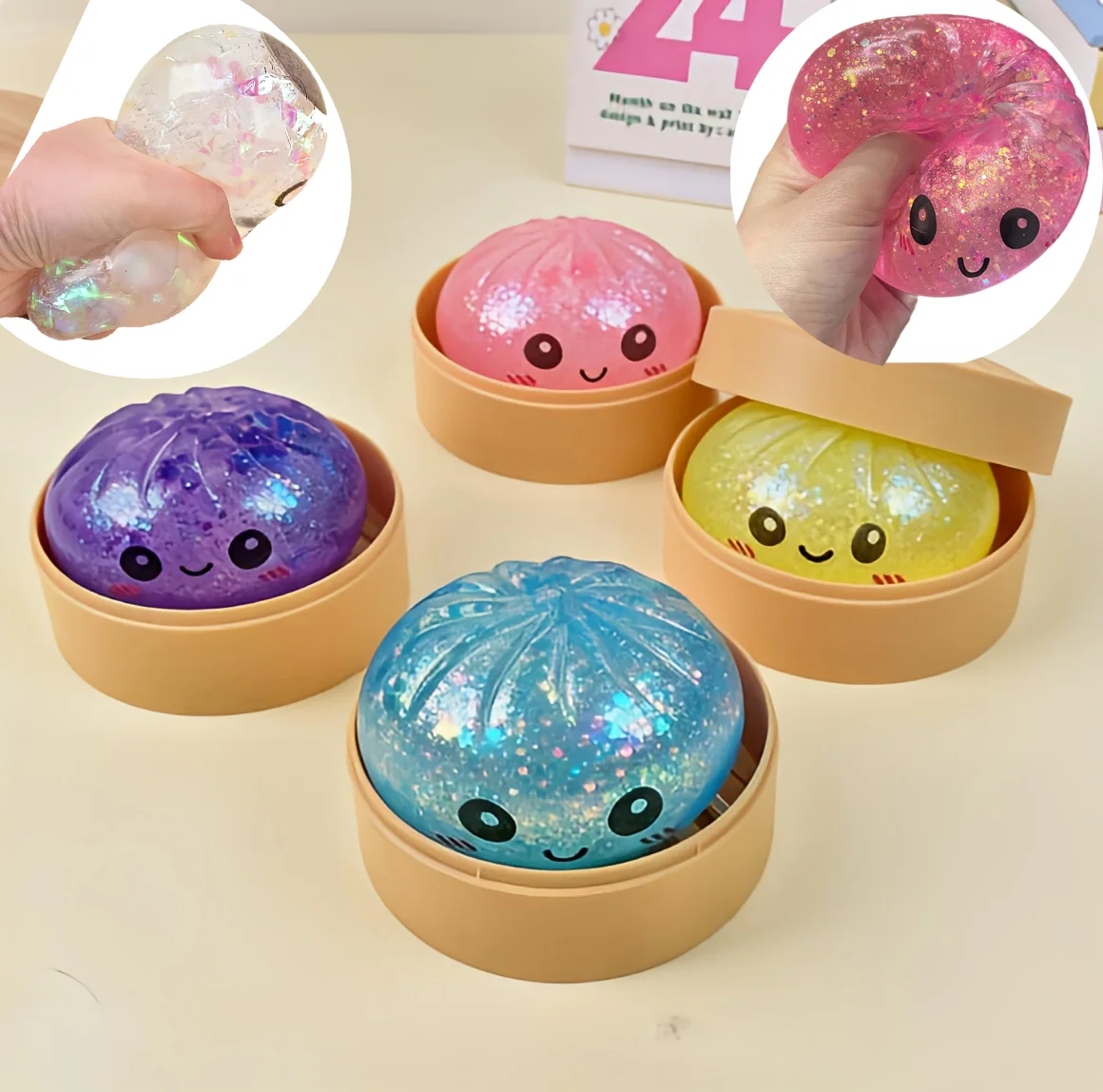 Fake Food Squishy Flash Dumpling Pressure Ball Fidget Squishes  Maltose Dough Ball Decompression Fidget Toy Fun Creative Gift