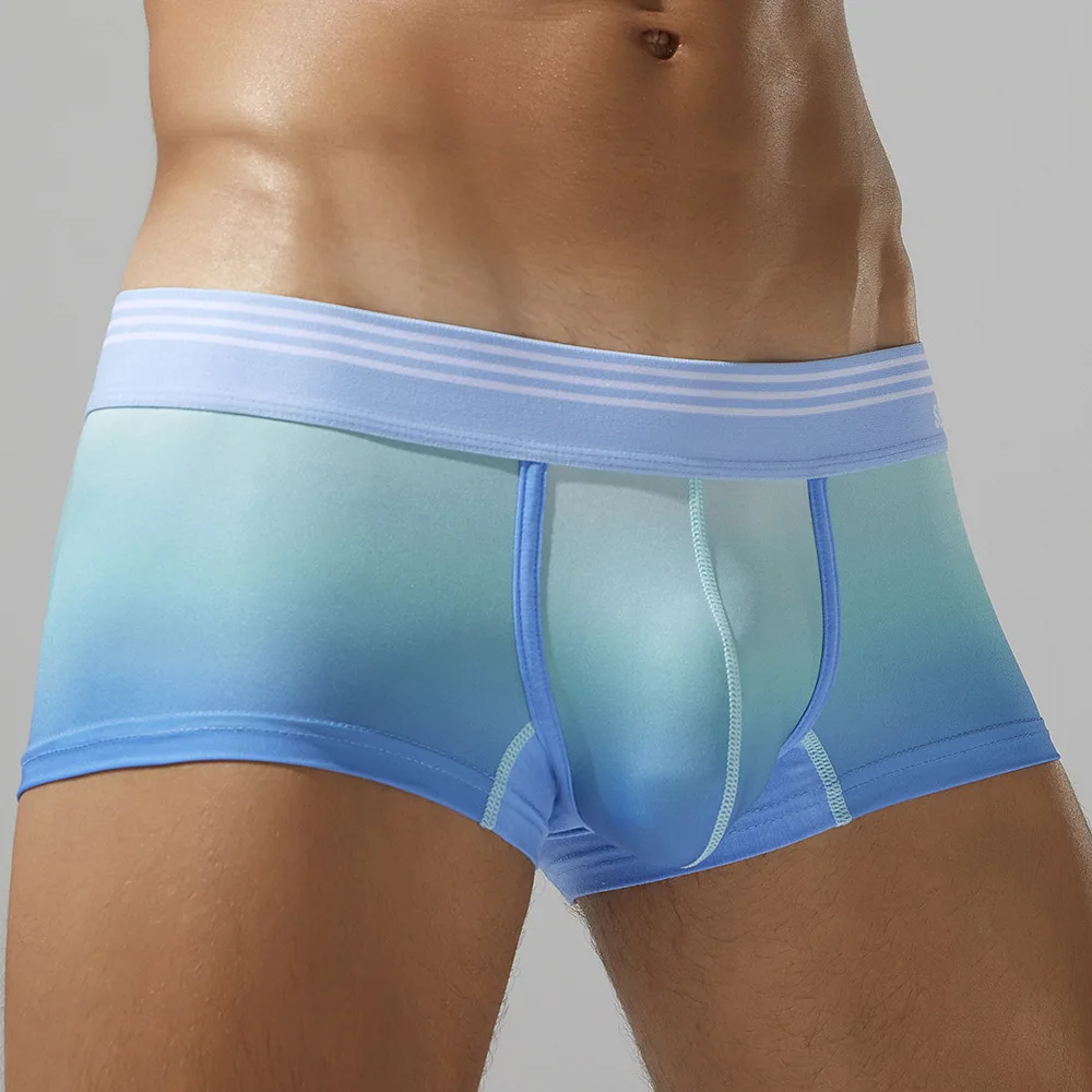 SEOBEAN Men's Underwear Fashion Gradient Color Flat Angle U-Shaped Boost Lightweight Comfortable Briefs