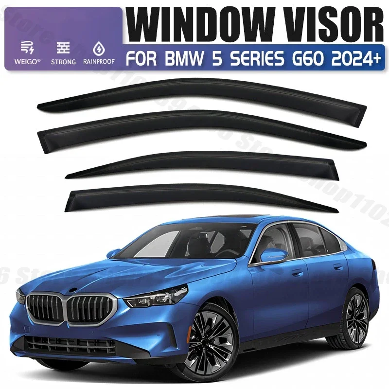 Window Visors for BMW 5 Series MK8-G60 4pcs Side Window Rain Guard Wind Deflector Weathershield Vent Visor for Car Windows