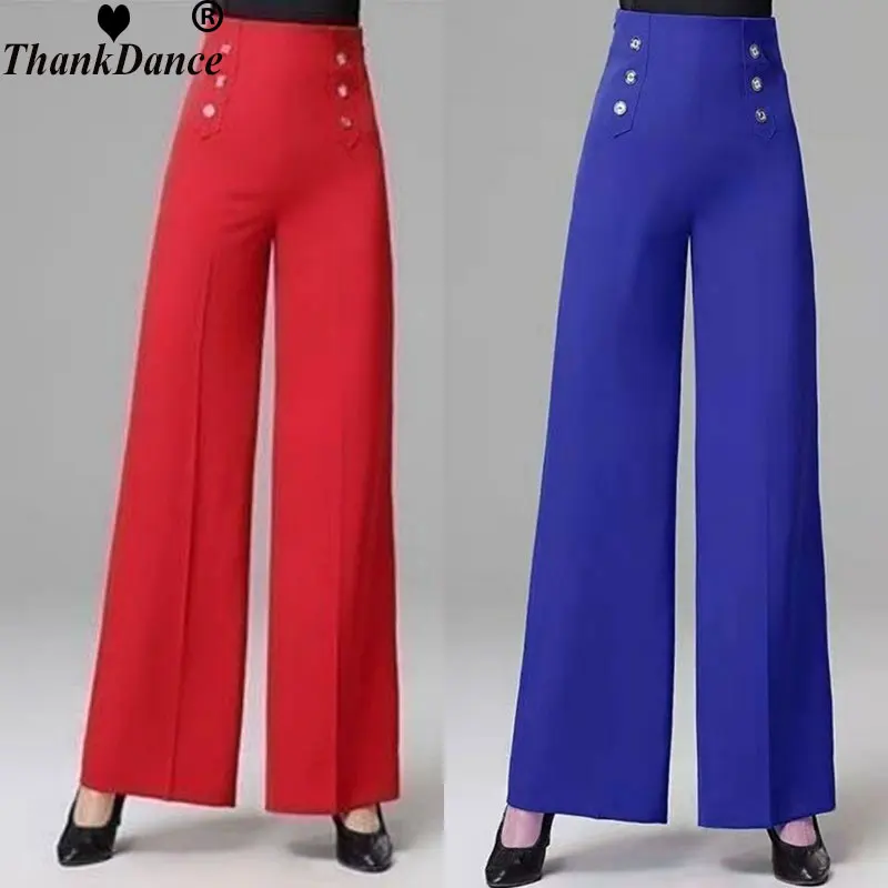 Modern Dance Pants New Female Latin Dance High Waist Wide Leg Trousers National Standard Ballroom Dance Pant Practice Competitio