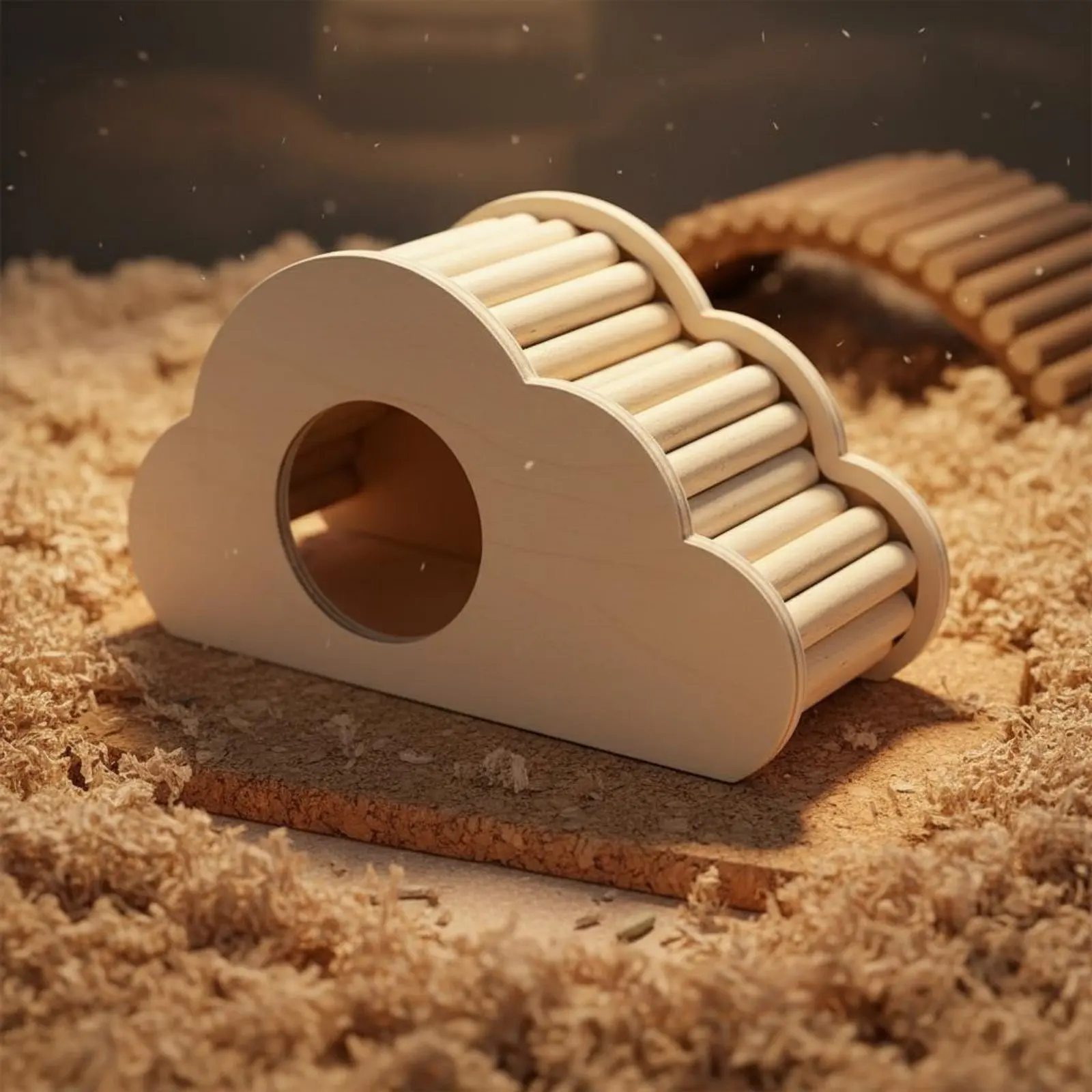 Abri pour hamster Cumulus en bois, en forme de Cumulus, avec aménagement paysager et surface lisse, article pour animaux de compagnie, favorise l'exploration
