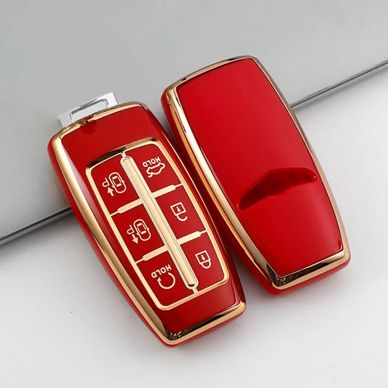 เคสใส่กุญแจรถยนต์ TPU กระดุม6/8ปุ่มสำหรับ Hyundai Genesis GV90 GV80 2020 2021 2022