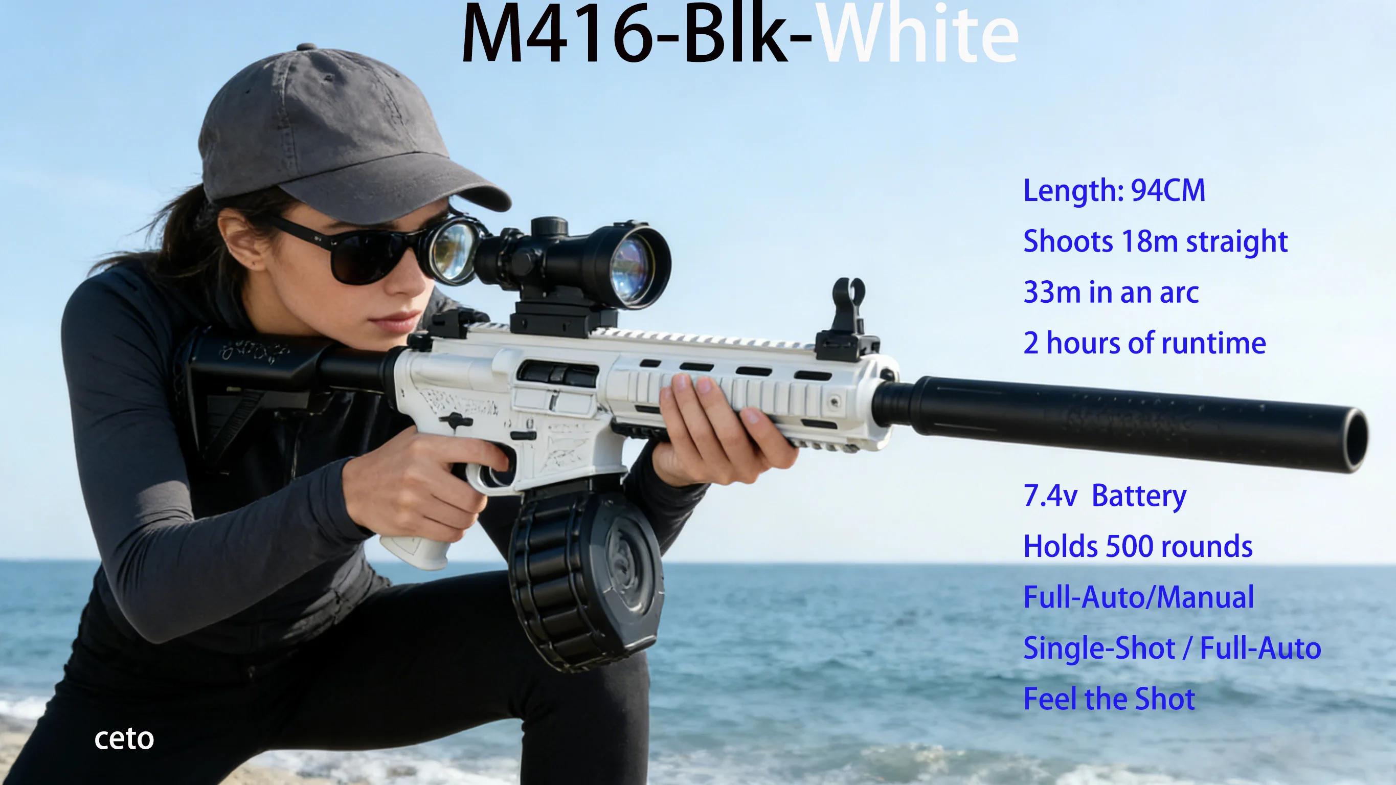 M416 جل الكرة الناسف للبالغين طويلة المدى 33 متر 7.4 فولت قابلة للشحن هلام حبة مسدس لعبة في الهواء الطلق فريق الرياضة معركة لعبة عيد ميلاد بارد