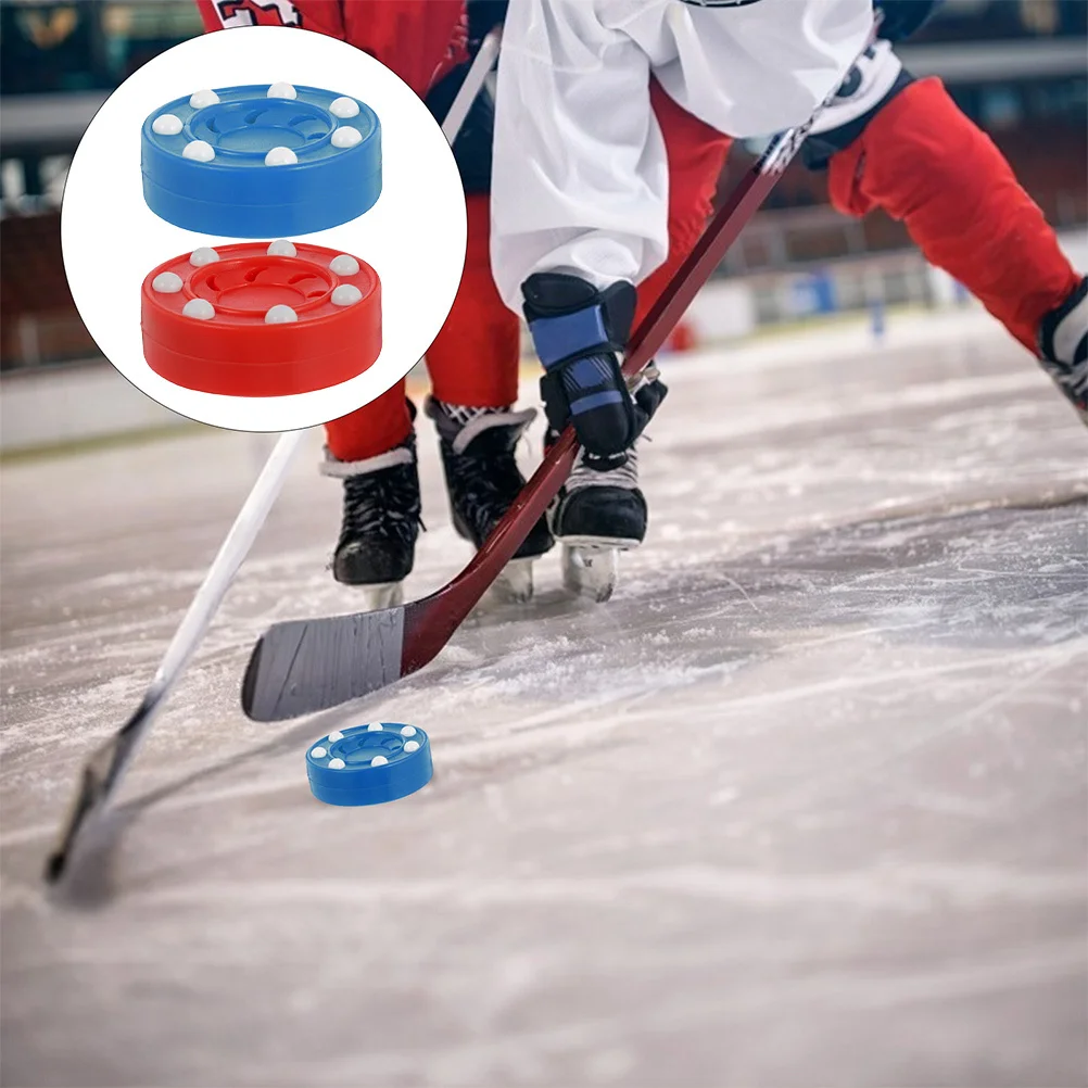 

2pcs Wheel Hockey Ball High-Strength Pp Lightweight Durable Training Puck For Indoor Outdoor Smooth Surface Practice Hockey