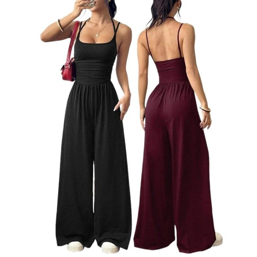 

Хит продаж: Черный комбинезон-двойка - Шикарный комбинезон без бретелек с широкими штанинами и завязками на талии, модный комплект из двух предметов