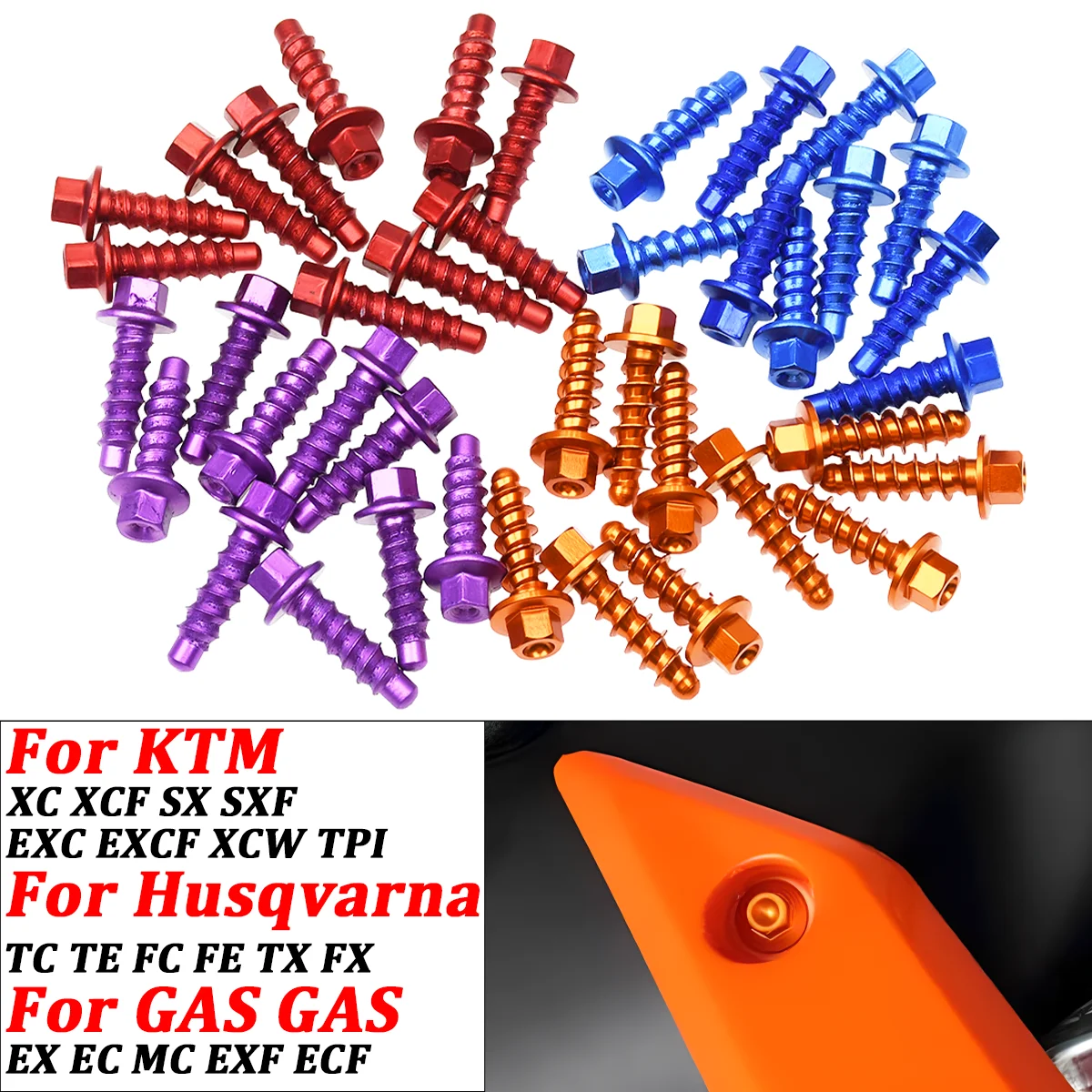 10 PCS Dirt Bikes Self Tapping Plastic Parts Screw Bolt Kit  For Husqvarna TE FE TC FC TX FX For KTM SX SXF XC XCF EXC EXCF XCW