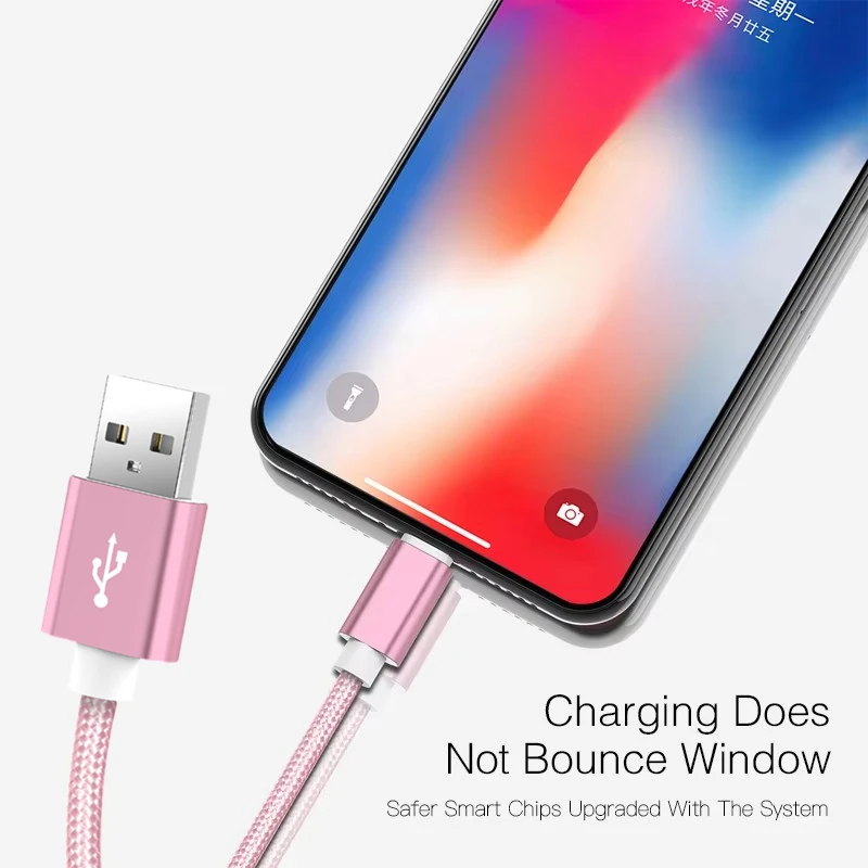 Original USB Fast Charging Cable For iPhone 11 12 13 Pro XS Max X XR 6S 7 8 14 Plus Nylon Braided Wire Quick Charger Data Cables