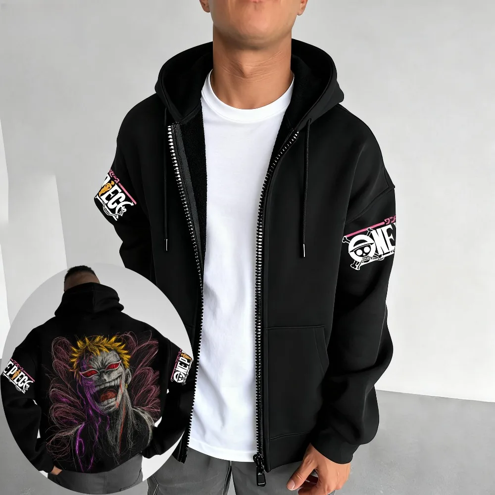 Abrigo con cremallera de una pieza para hombre, suéter con capucha, chaqueta de manga larga Marshall D. Enseñar Japón Anime primavera y otoño nicho de lujo Top