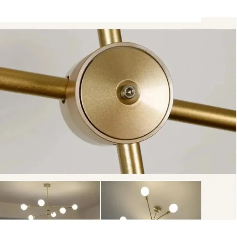 European Rotatable Adjustment Chandelier Lights Magic Bean Molecular Pop Brass Color Living Dining Room Bedroom Ins Lamps