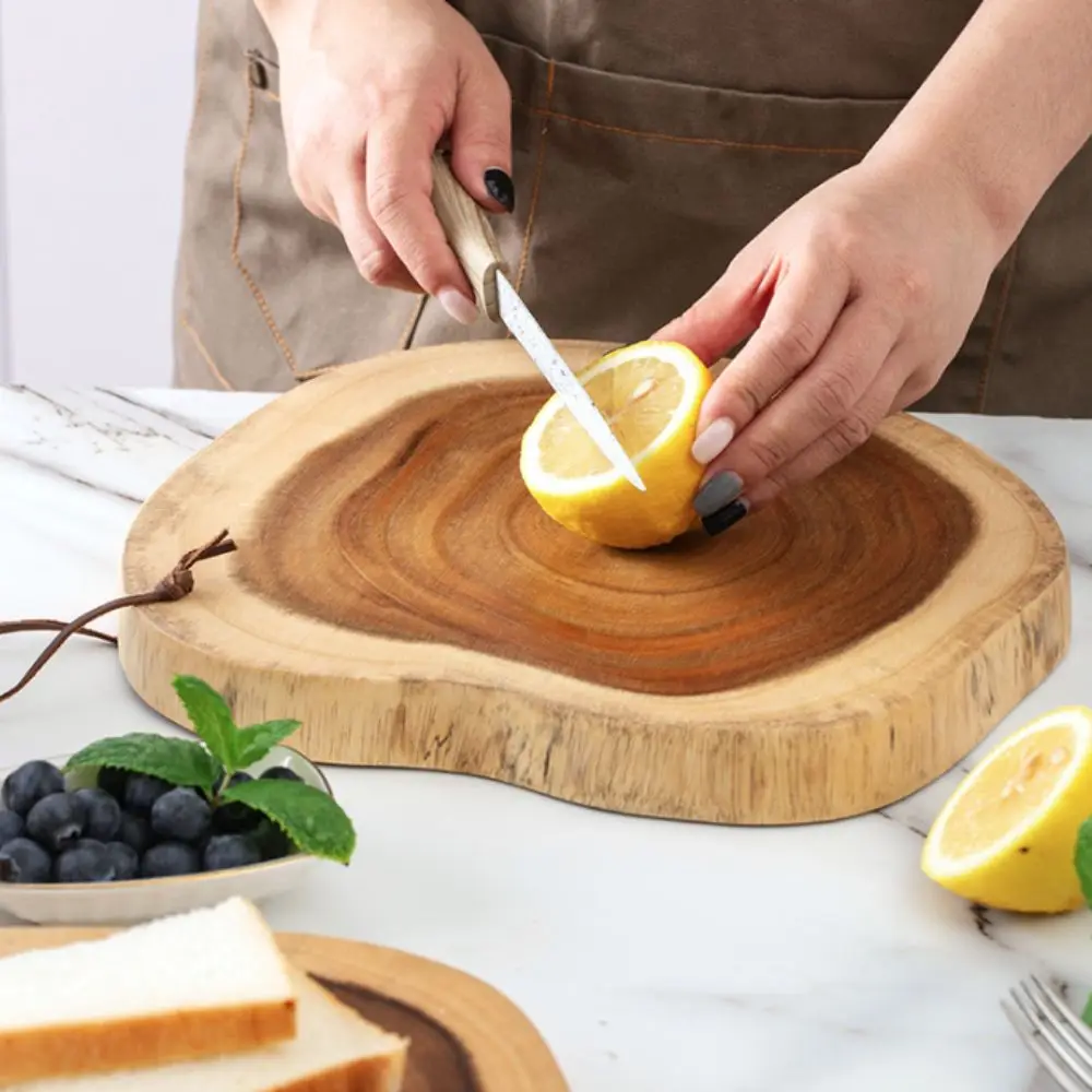 

Multi Use Natural Acacia Wood Cutting Board Rurual Style Irregular Shape Chopping Board Unique Cheese Board Bread
