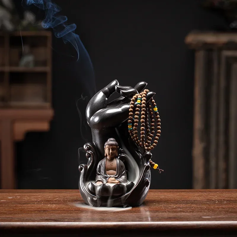 Creative Backflow Incense Burner Bergamot Guanyin Lamp Circle Ornament Household Indoor Incense Living Room Office Incenseb21